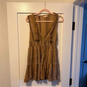 Chloe Laetitia Chic Brown Striped Mini Dress Beach Dress